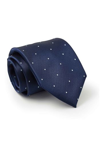 The Savile Row Company Navy Blue Spot Silk Tie