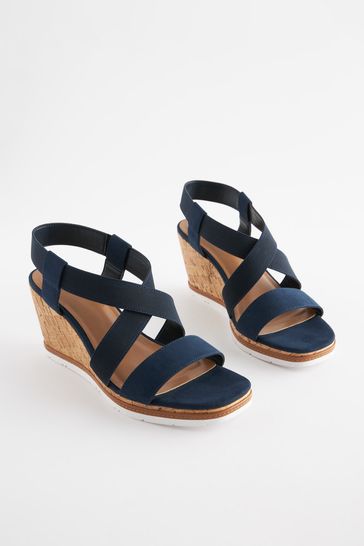 Womens navy clearance blue wedges