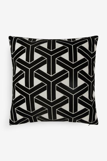 Black and shop white patterned cushions
