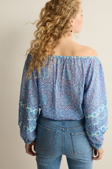 Buy Blue Print Long Sleeve Bubble Hem Top from Next Austria