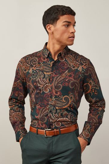 Green Long Sleeve Printed Shirt