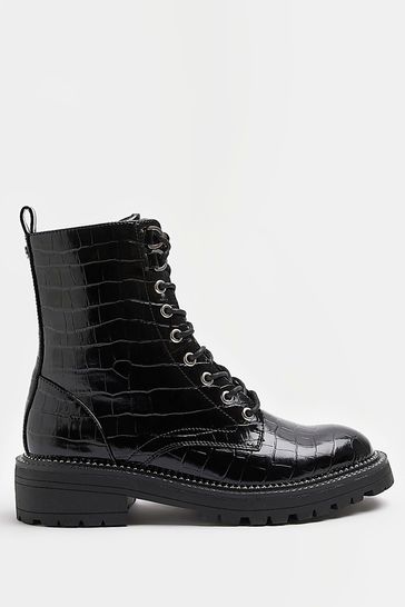 River Island Black Lace Up Boots