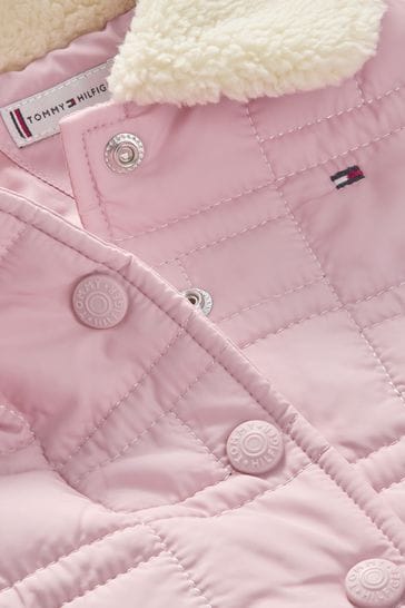 Buy Tommy Hilfiger Baby Pink Quilted Flag Jacket from Next Luxembourg