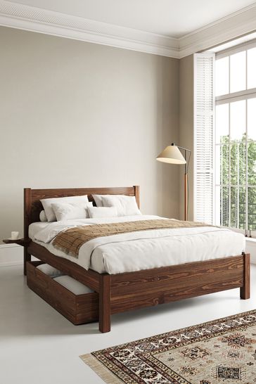 Get Laid Beds Coffee Bean Oxford Square Leg Solid Wood Bed Combo