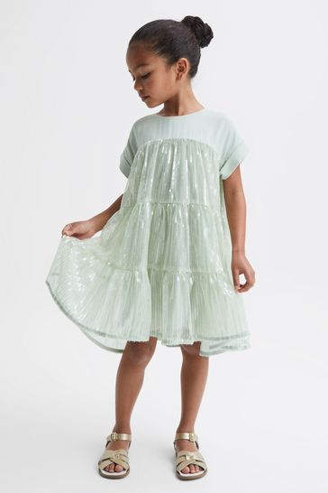 Reiss Sage Luci Junior Sequin Tiered Dress