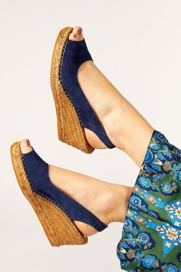 Jones Bootmaker Blue Rosanna Slingback Wedges