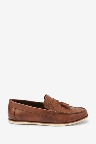Buy Tan Brown Embossed Tassel Loafers from Next Hungary