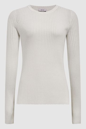 Cream discount ribbed jumper