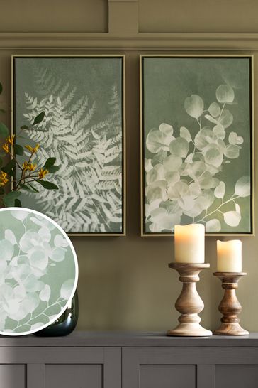 Set of 2 Green Botanical Canvas Wall Art