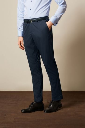 Navy Slim Textured Trousers