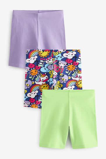 Lime Green/Purple/Cute Character Print Cycle Shorts (3-16yrs)