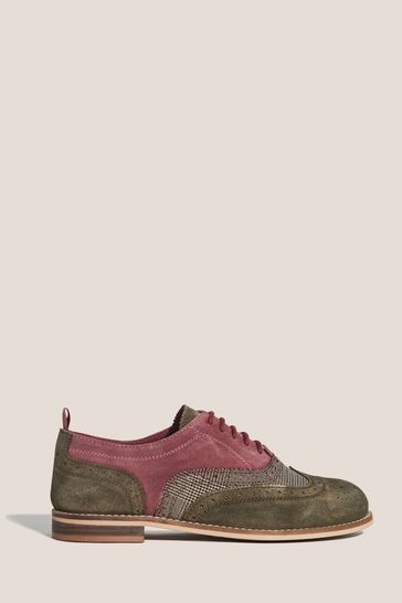 White Stuff Green Thistle Mixed Lace Up Brogues