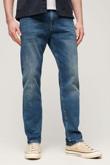 Superdry Blue Organic Cotton Slim Straight Jeans