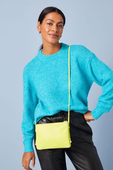 Lime Green Small Leather Cross-Body Bag