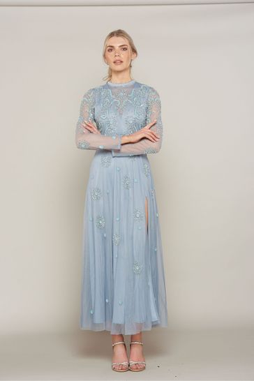 Amelia rose embellished ombre sequin maxi dress with clearance cami strap in berry
