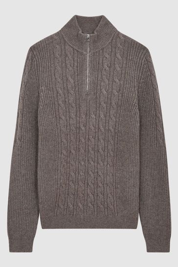 Mens half zip funnel neck jumper outlet
