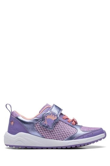Buy Clarks Purple F Fit Glitter Aquatic Brill Kids Trainers from Next Ireland