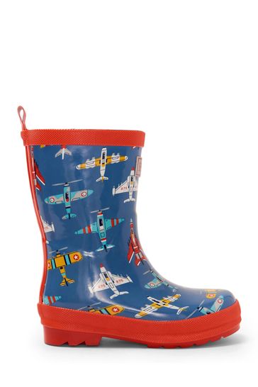 Hatley Blue Flying Aircrafts Shiny Rain Boots