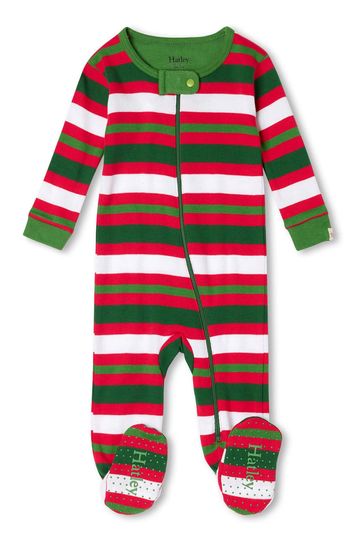 Hatley Red Candy Cane Stripes Organic Cotton Footed Coverall