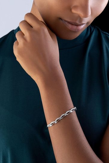 Beaverbrooks Sterling Silver Cubic Zirconia Split Bangle