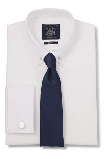 Buy Savile Row Co Slim Fit 100 Cotton Pin Collar Double Cuff White Shirt from Next Italy