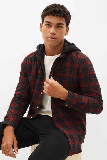 Buy Check Long Sleeve Shirt with Hood from Next Israel