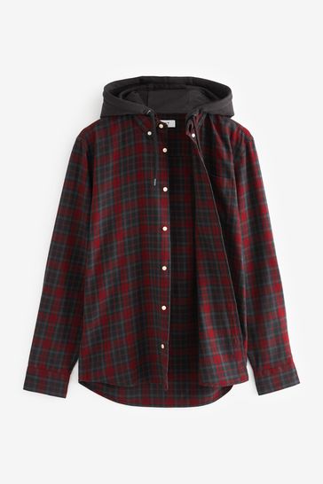 Red check hotsell hooded shirt