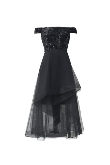 Buy Adrianna Papell Sequin Black Velvet And Tulle Dress from Next