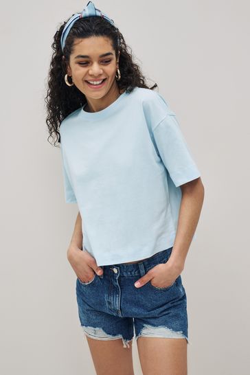 Light Blue Boxy Relaxed Fit T-Shirt