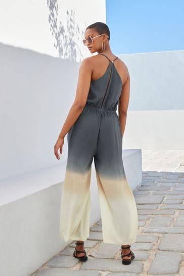 Grey strappy jumpsuit best sale
