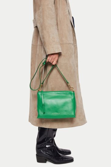 Jigsaw Green Ava Pebble Leather Cross-Body Bag