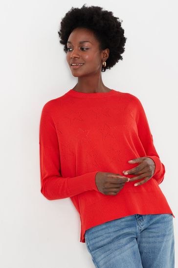 Joules Red Juniper Star Pointelle Jumper