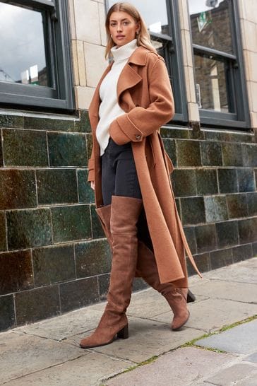 Brown slouchy knee high boots cheap