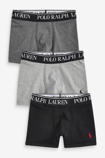 Pack de 3 calzoncillos de algodón elásticos para niño con logotipo de Polo Ralph Lauren