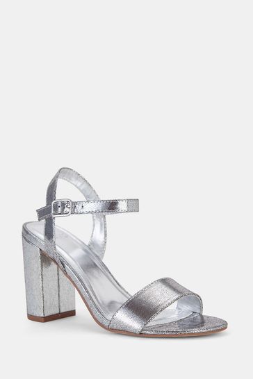 Wide fit silver deals heeled sandals