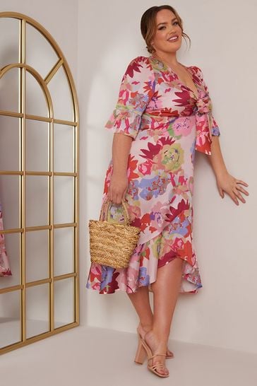 Floral print midi best sale dress