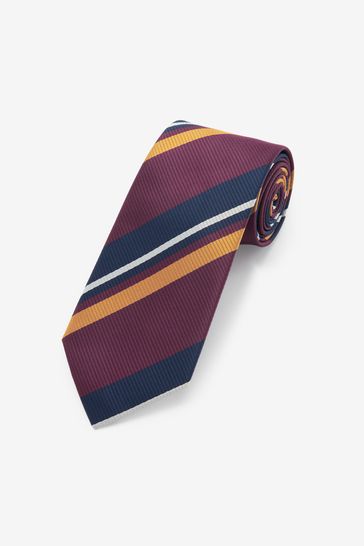 Burgundy Red/Navy Blue Stripe Pattern Tie