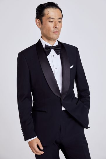 MOSS Black Tailored Fit Performance Dresswear Notch Suit: Jacket