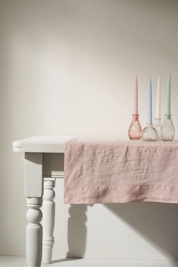 Truly Blush Pink Hem Linen Table Cloth