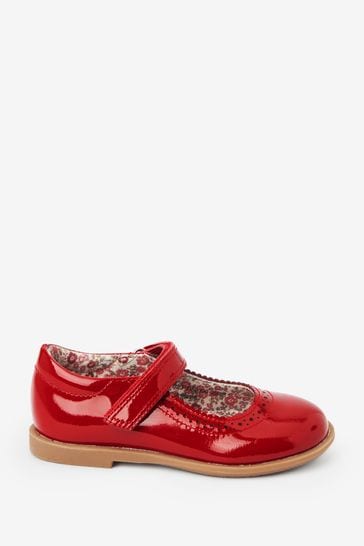 Red Patent Leather Standard Fit (F) Brogue Mary Jane Shoes