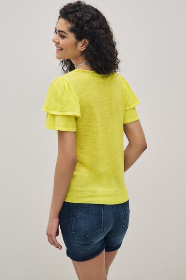 Yellow ruffle top sleeve top