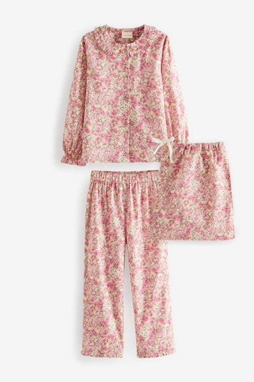 Laura Ashley Pink Floral Woven Button Through Pyjamas