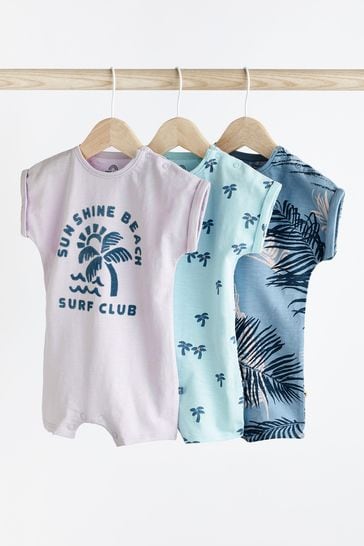 Blue Palm Baby Rompers 3 Pack