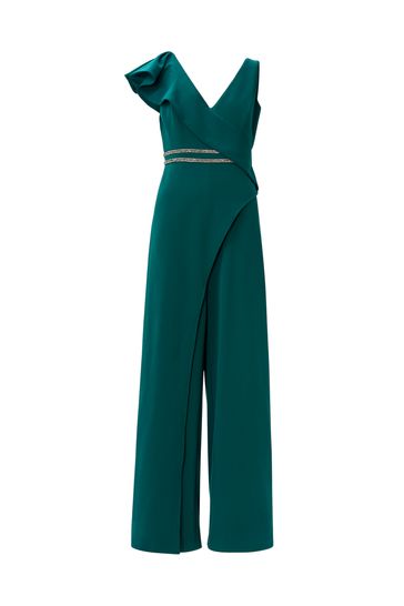 Buy Adrianna Papell Green Crepe Ruffled Jumpsuit from Next Lithuania