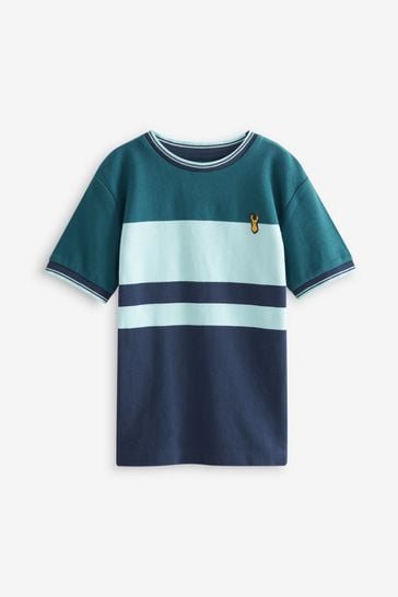 Teal Blue Colourblock Short Sleeve T-Shirt (3-16yrs)