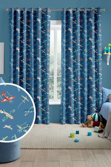 Cath Kidston Mid Blue Kids Planes Made To Measure Curtains