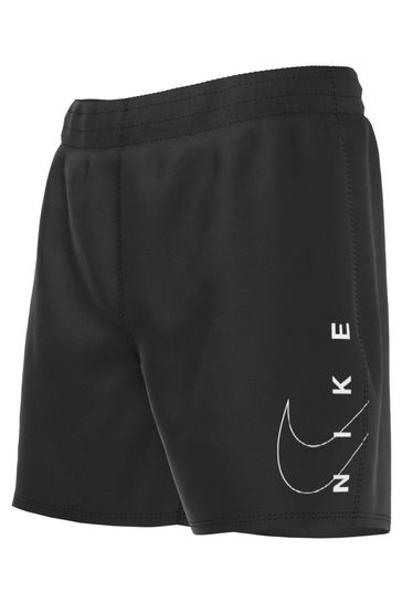 Nike Black 4 Inch Volley Split Logo Swim Shorts