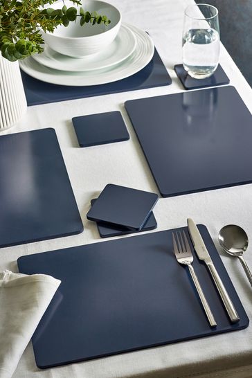 Set of 4 Navy Blue Placemats and Coasters