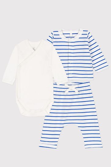 Buy Petit Bateau Blue Stripe 3 Piece Baby Gift Set from Next Luxembourg