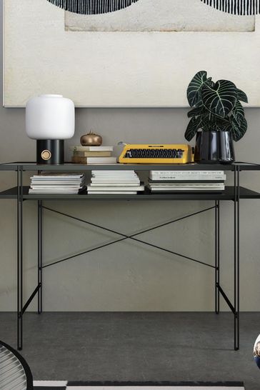 Ashley glass desk best sale